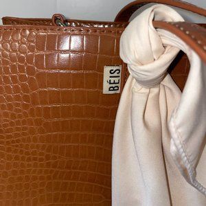 The Work Tote- Cognac Crocodile
